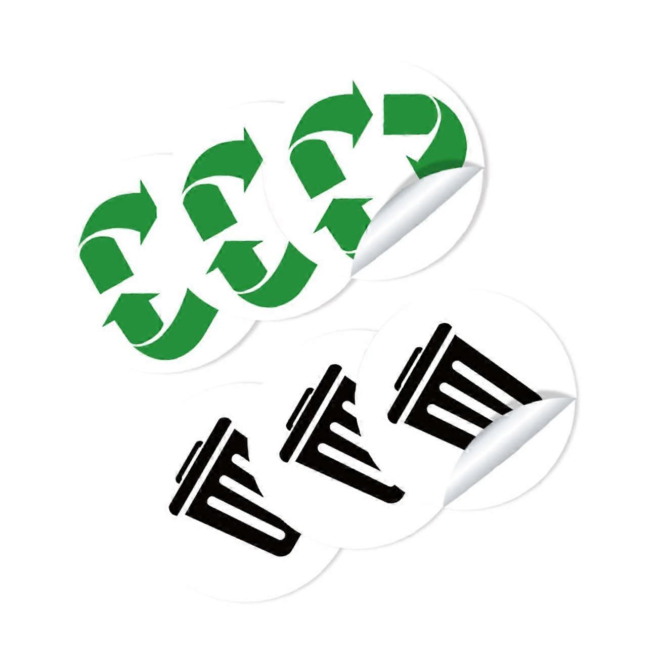 Rubbish Classification Labels Set of 6 Sheets for Wheelie Bins, Outdoor Stickers, Assorted Colors, 12.8x12.8cm