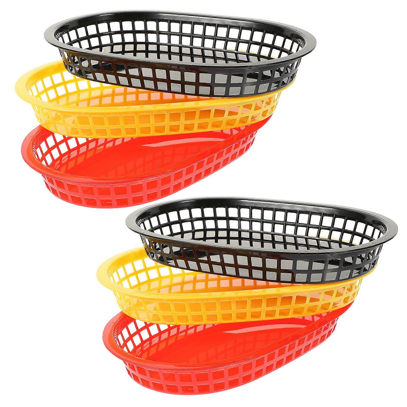 Woven Bread Baskets Multi-Function Chip Basket Kitchen Use 6Pcs Rounded Edges