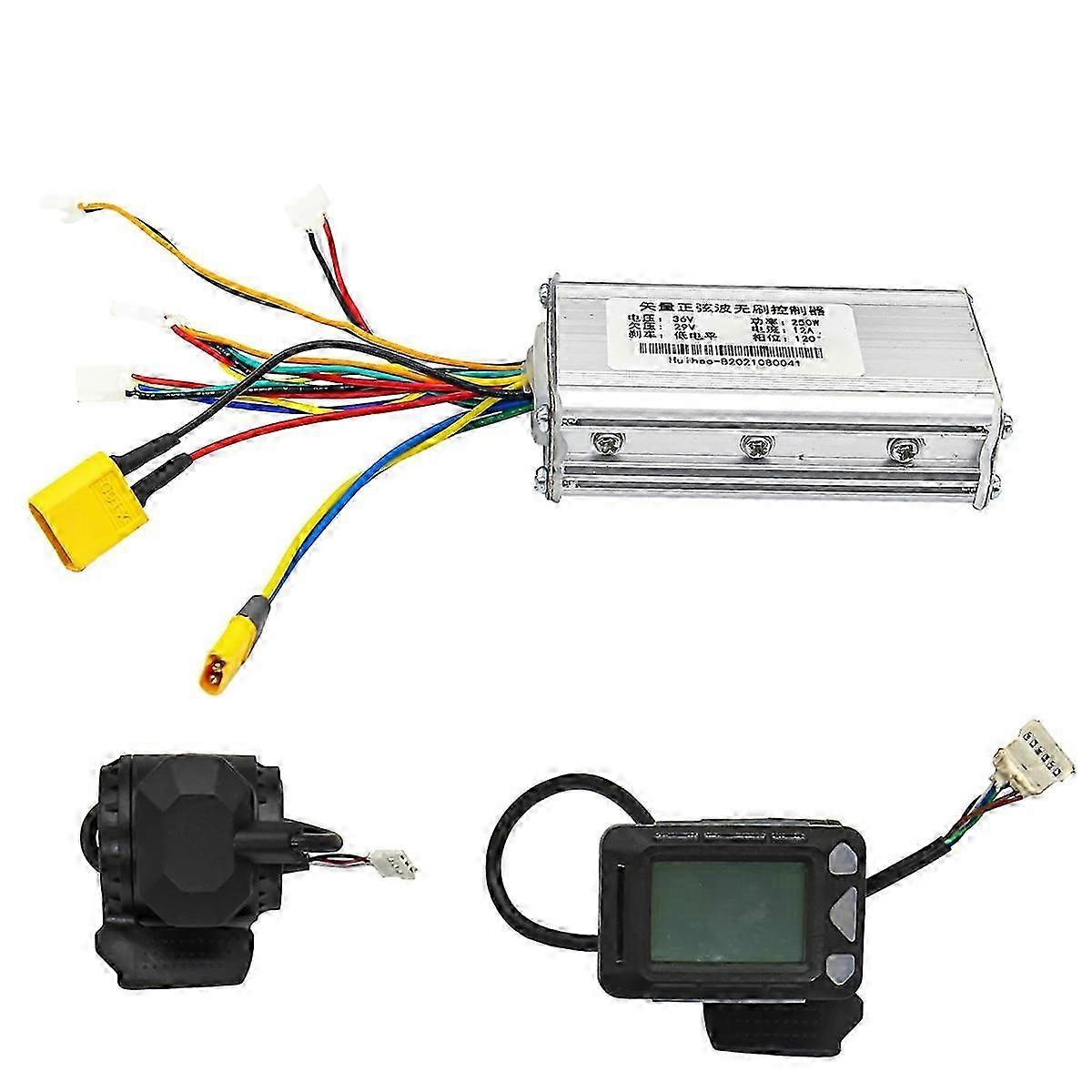 LCD Acceleration Instrument, 24V 250W Brushless Smart Controller with Brake Button for Electric Scooter, Bike Compatible
