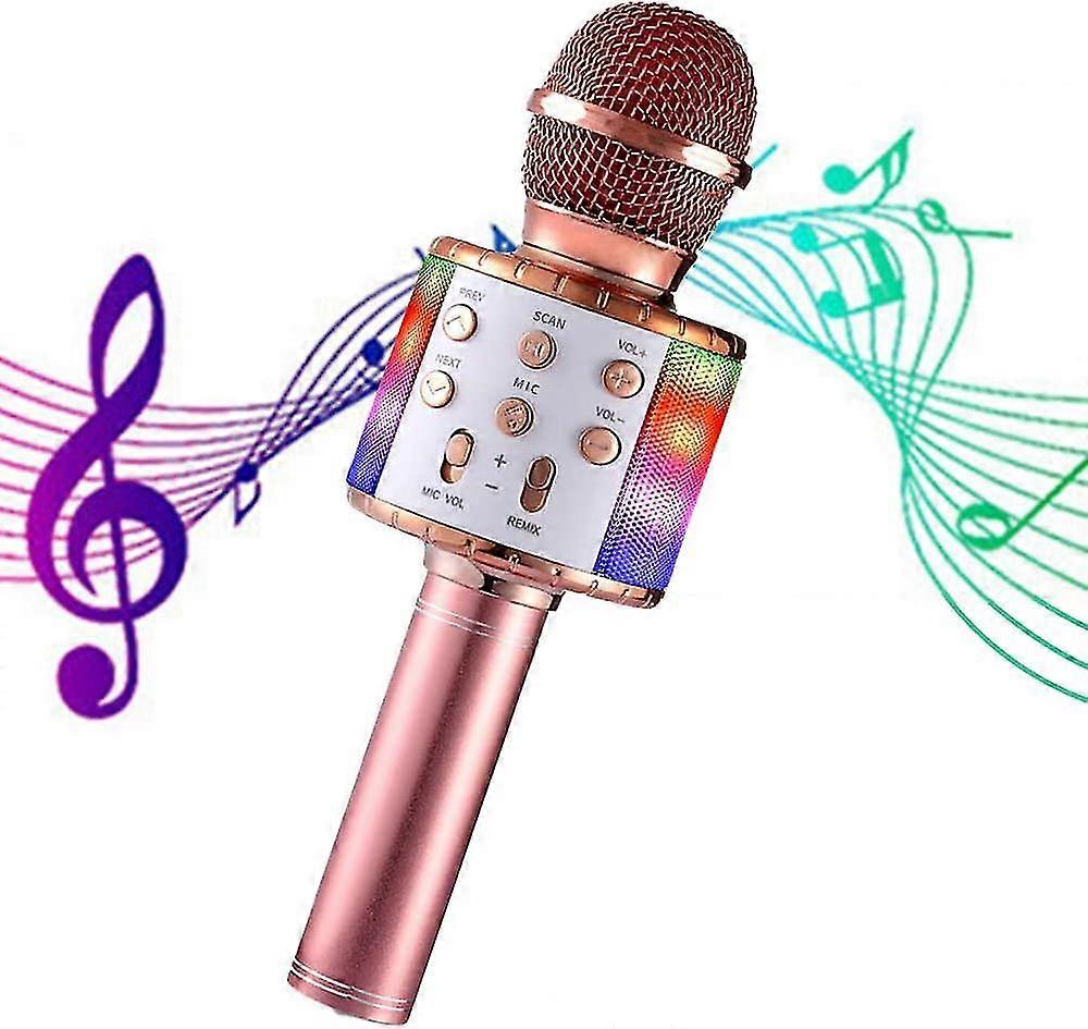 Portable Bluetooth Karaoke Microphone with Dancing LED Lights, Home KTV Player Compatible with Android and iOS Devices
