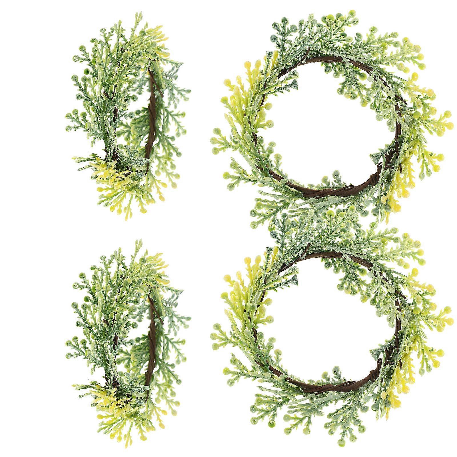 Napkin Rings Rustic Eucalyptus Leaf Woven Rope For Halloween Thanksgiving Table Decoration 6Pcs