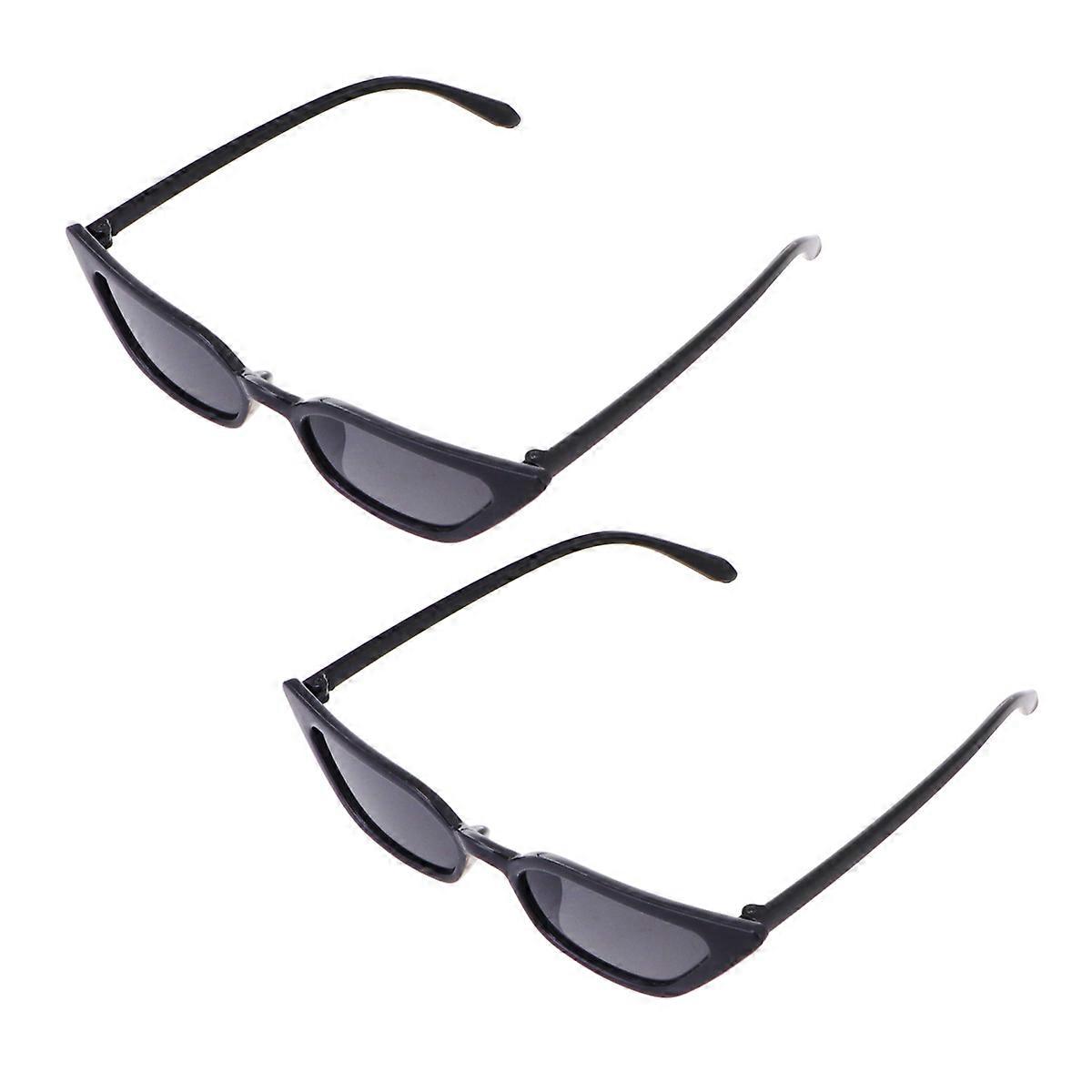 Aesthetic Sunglasses Small Frame Cat Eye Resin Material Protection 2Set