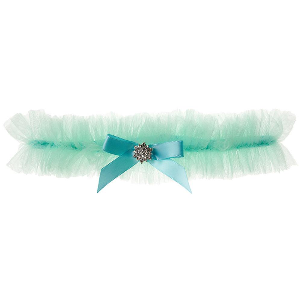 Elastic Lace Bridal Wedding Leg Ring with Bowknot, Adjustable Mesh Thigh Band for Bride Accessories, Elegant Blue Green Design for Wedding and Party