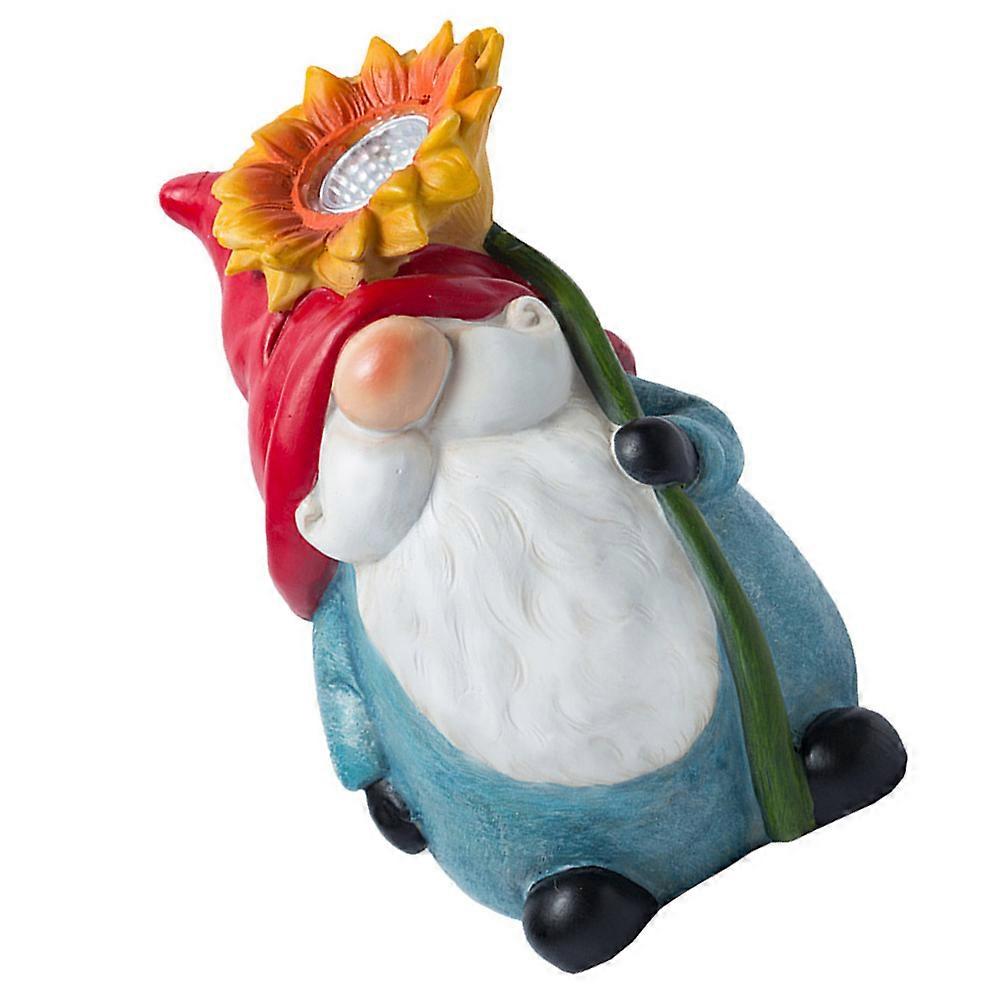 Garden Adornment Resin Gnome Ornament Solar Light Pond Garden Enthusiasts 21x10cm 1Pack