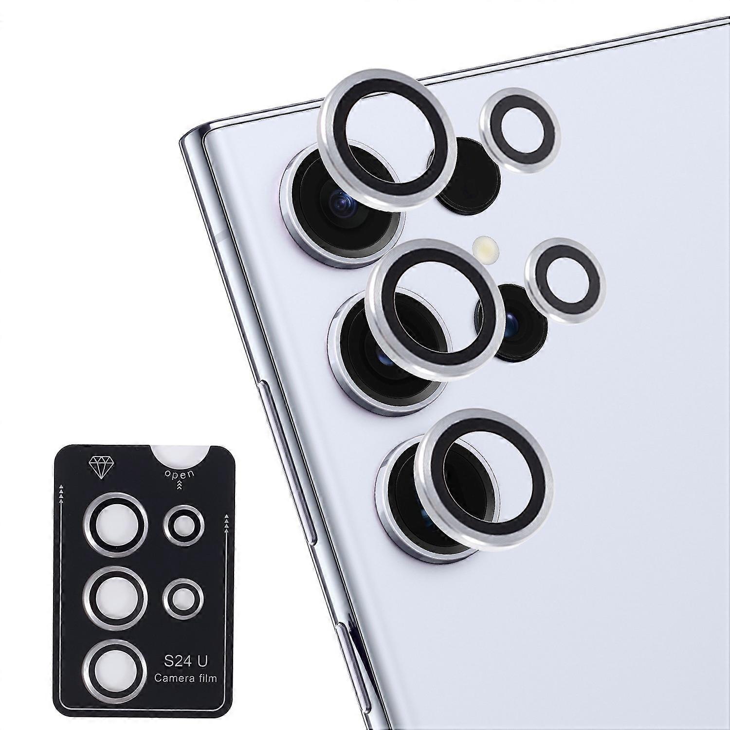 For Samsung Galaxy S24 Ultra Camera Lens Protector Set Electroplating Metal+Tempered Glass