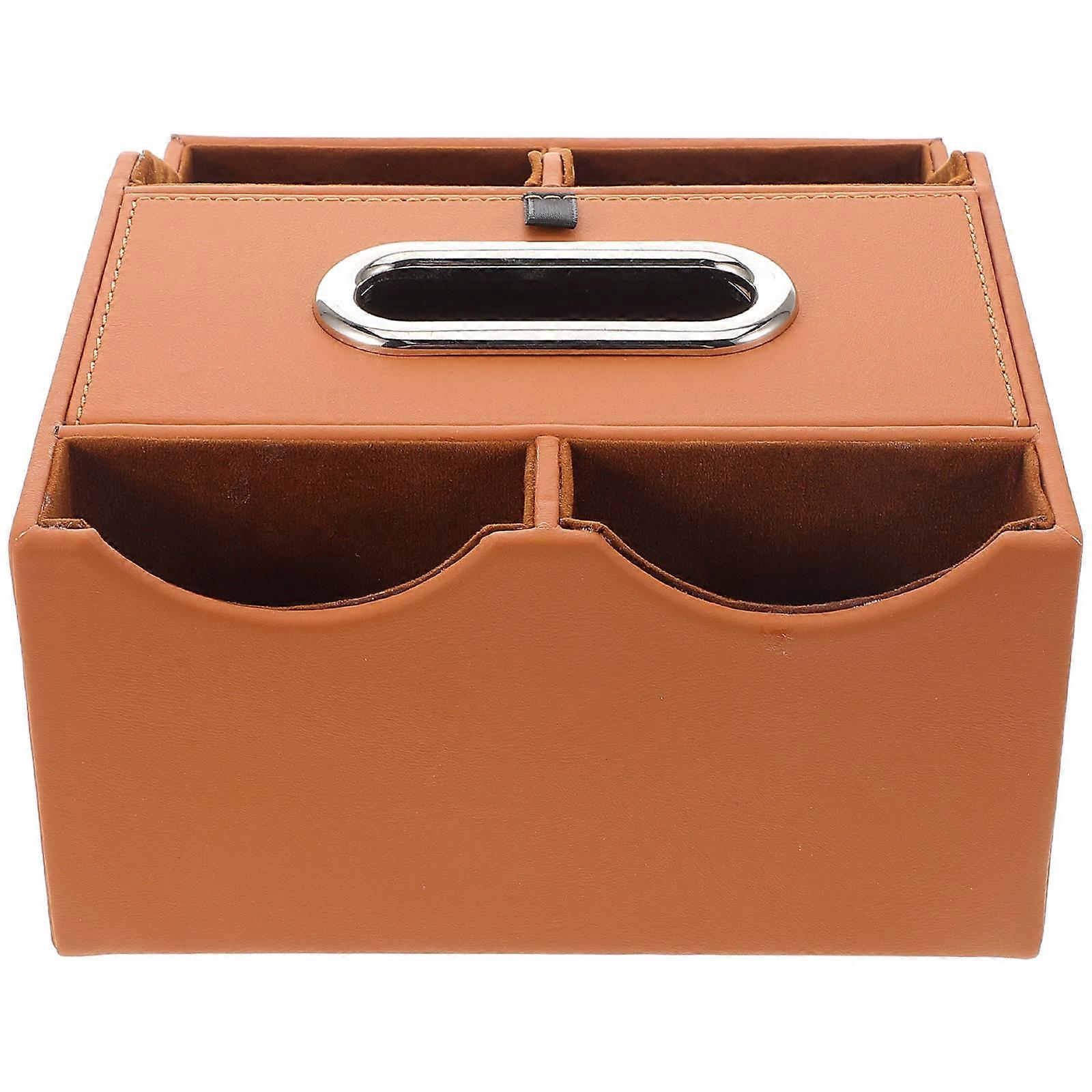 Car Tissue Holder Armrest Storage Organizer For Car Owners Rectangular Shape Faux Leather Material 1Set