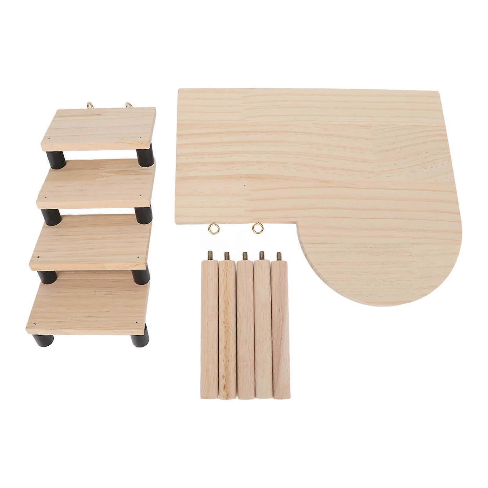 Hamster Wooden Platform and Stairs Exquisite Healthy Cute Pet Platform with Ladder for Small Pets Hamsters Guinea Pigs
