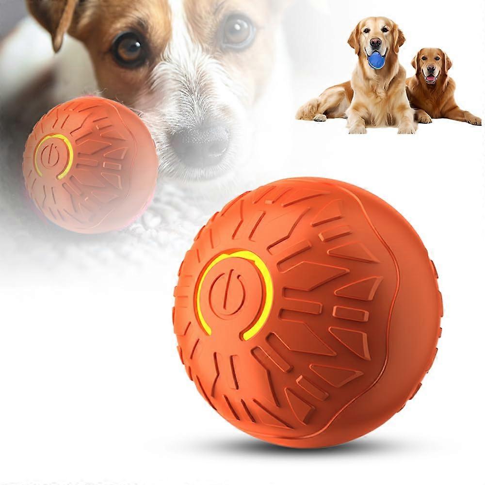 Dog Ball - Automatic Rolling Interactive Toy for Small Medium Large Dogs, Durable Outdoor Magic Intelligence Ball (Orange)