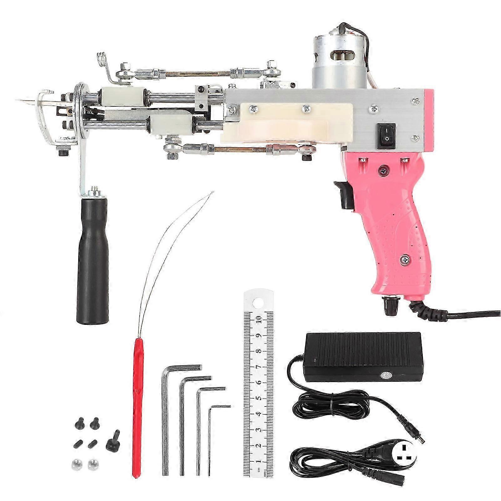 Carpet Tufting Tool Pink 40 Stitches Per Sec Rotatable Handle Carpet Weaving Machine For Rug Making Diy 100240v Uk Plug