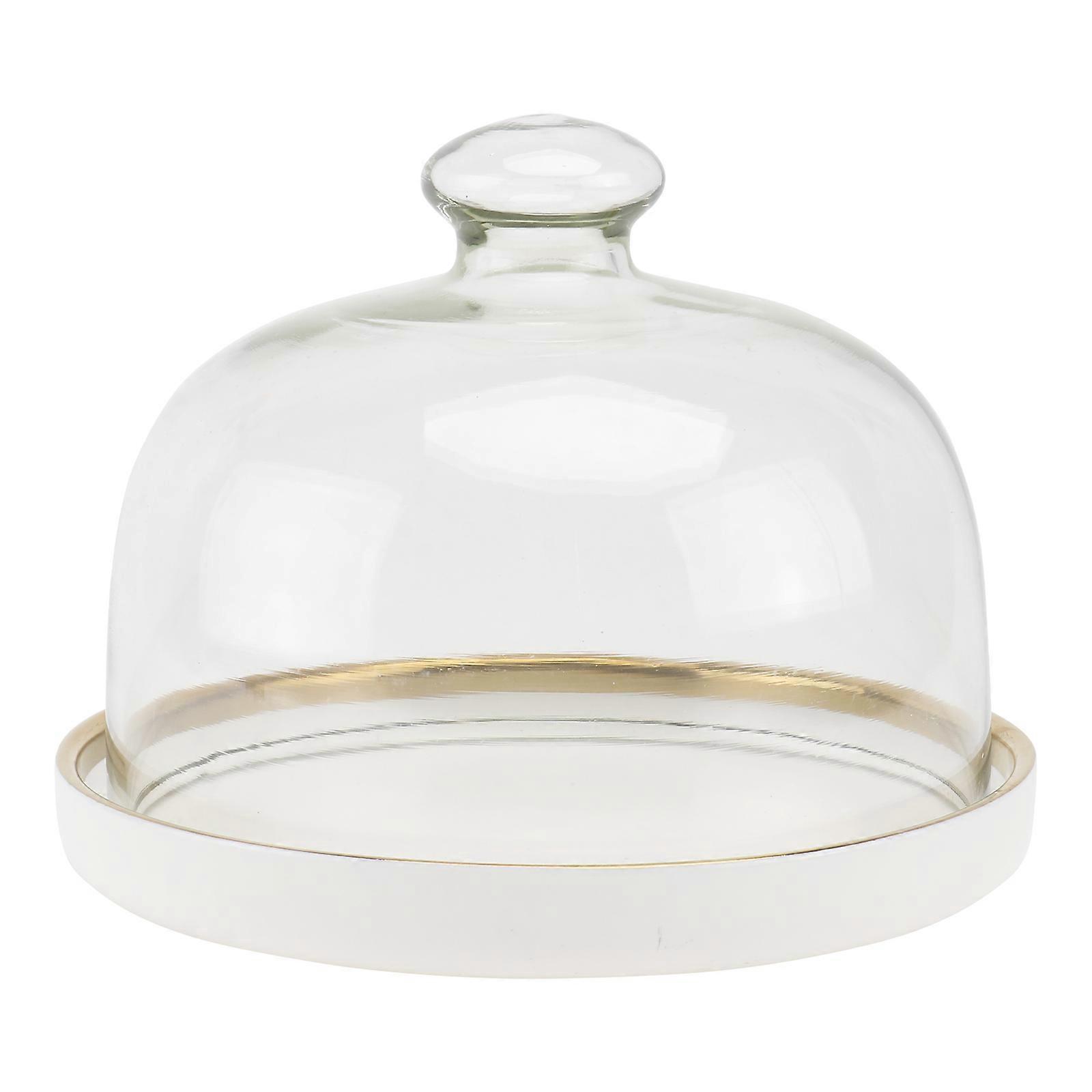 Assiette à gâteau avec couvercle en verre, 1 pièce, blanche, avec couvercle anti-mouches, pour usage domestique