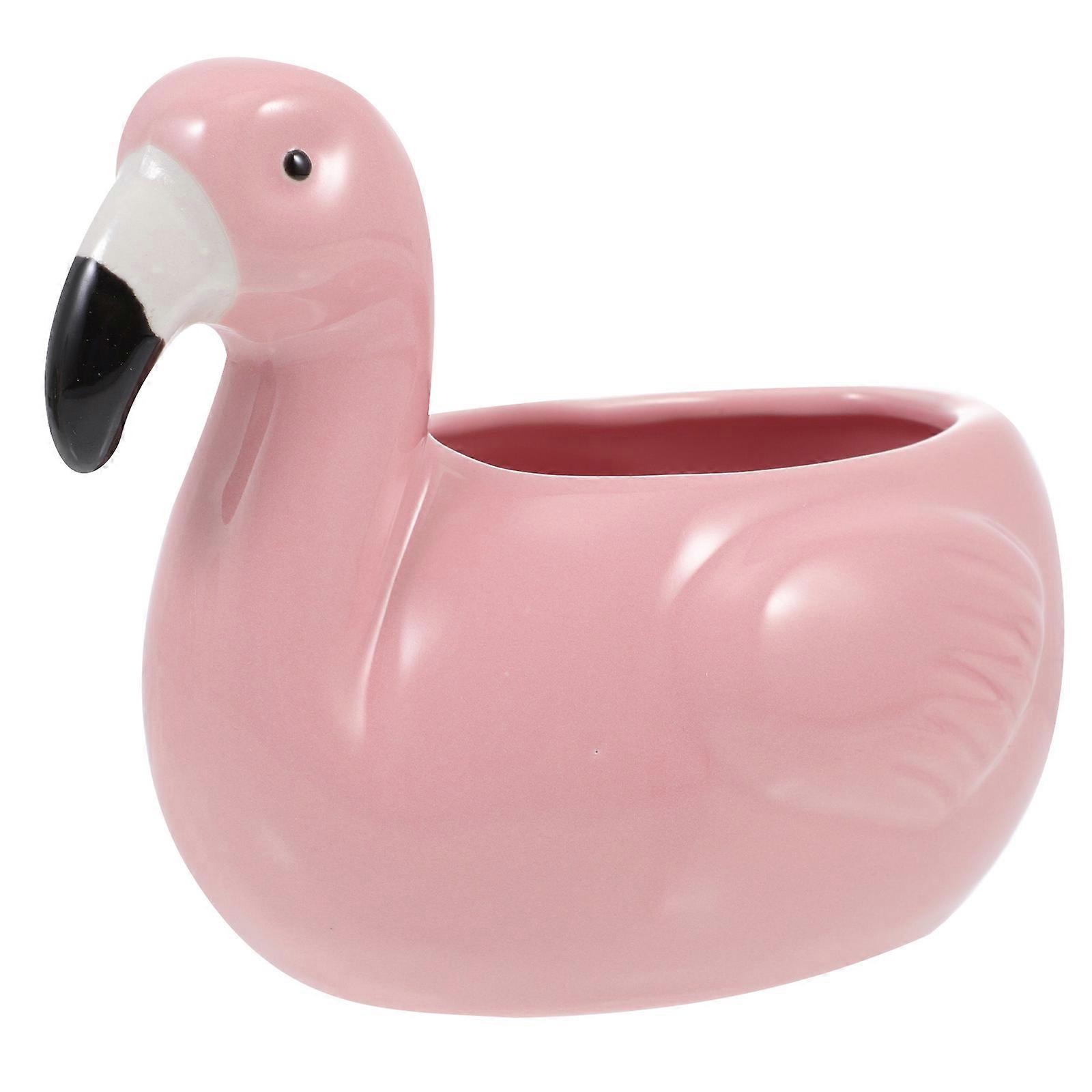 Pink Ceramic Cocktail Mug with Flamingo Design for Home Use Large Capacity Smooth Finish
