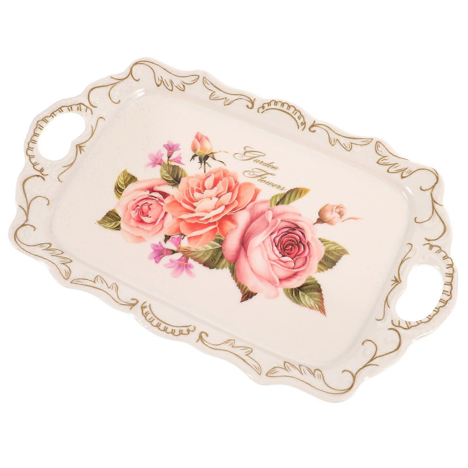 Sturdy Serving Tray With Handles Rectangular Splashproof Easy Cleaning Living Room Use 1Pack