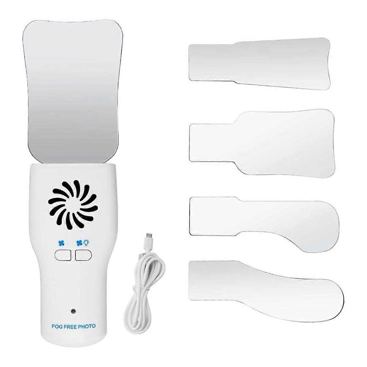 歯科用防曇ミラーセット曇りのない口腔内写真ステンレススチールミラー、LEDライト矯正リフレクター付き