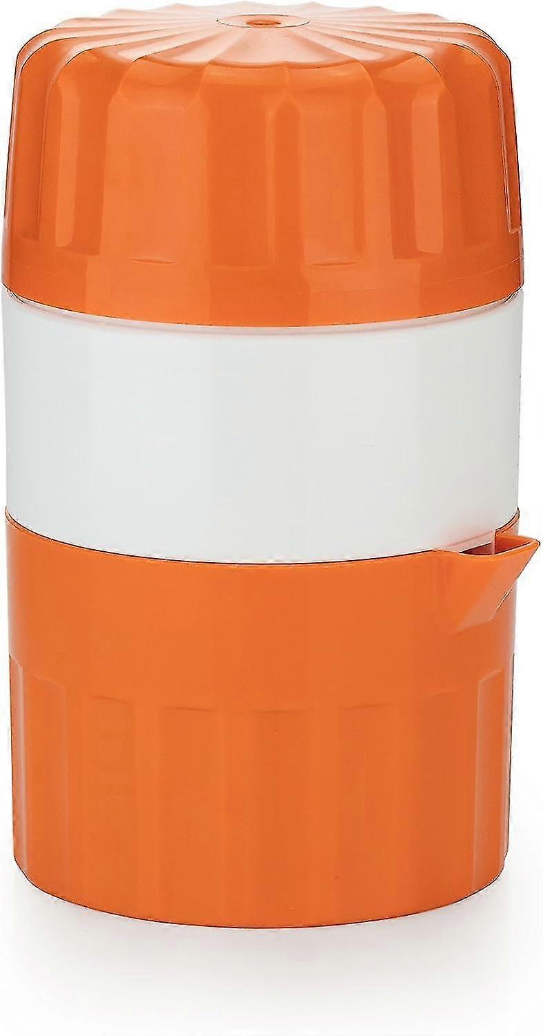 Orange-Red Citrus Juicer, Manual Press with Container, for Fresh Juice