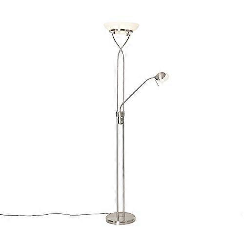 Modern Floor Lamp with LED, Dimmer Reading Light Silver Matte Nickel