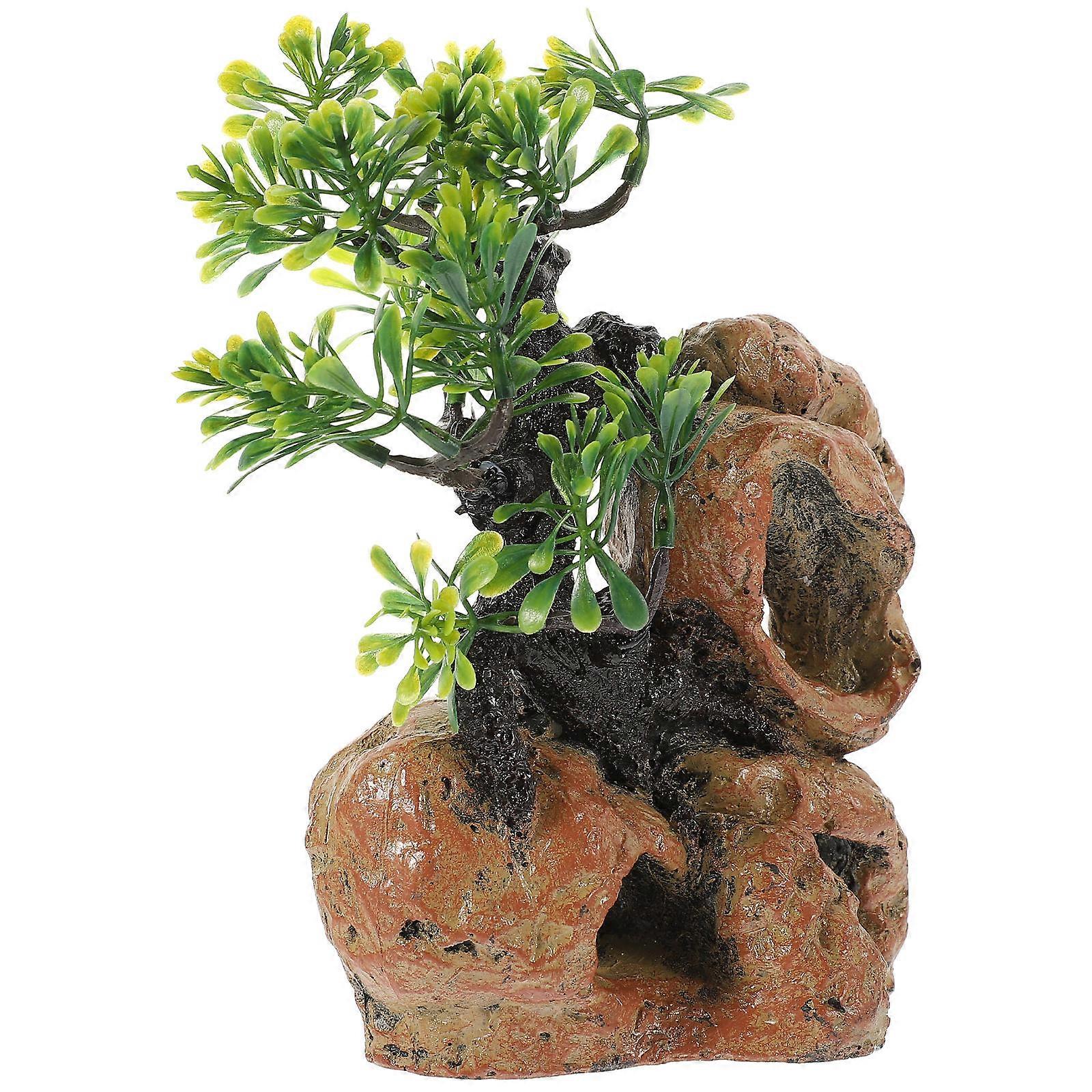 Aquarium Trunk Decoration Reptile Habitat Ornament Resin .3×5.5×3.5in 1Set