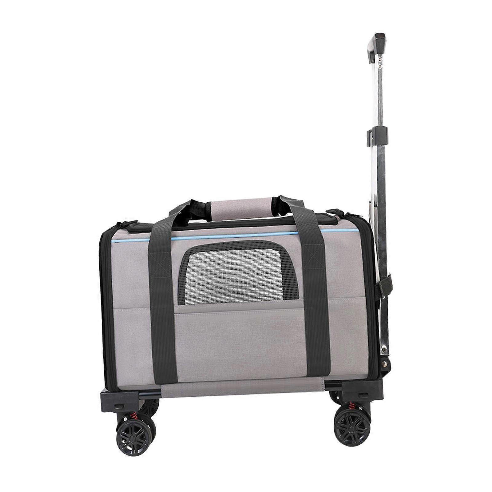Cat Carrier Bag with Wheels, Portable Folding Trolley for Cats and Puppies, Collapsible Pet Travel Bag, Lightweight Handbag