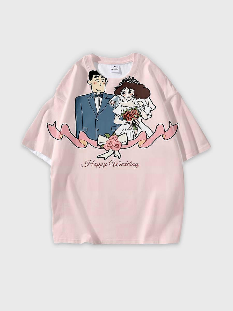 T-shirt round neck Cartoon Pattern loose short sleeve JW21