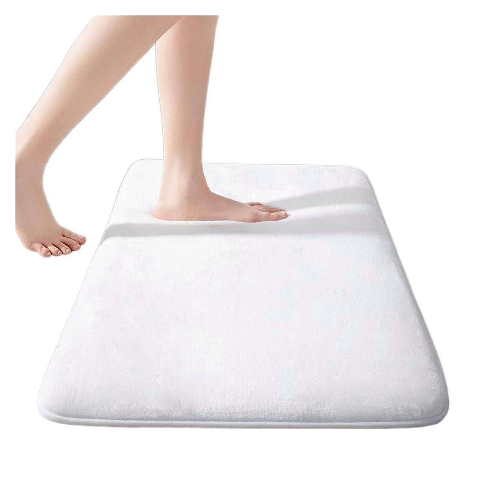 Memory Foam Bathroom Rug AntiSlip Bath Mat 40cmx60cm White WaterAbsorbent Ultra Soft Floor Mat