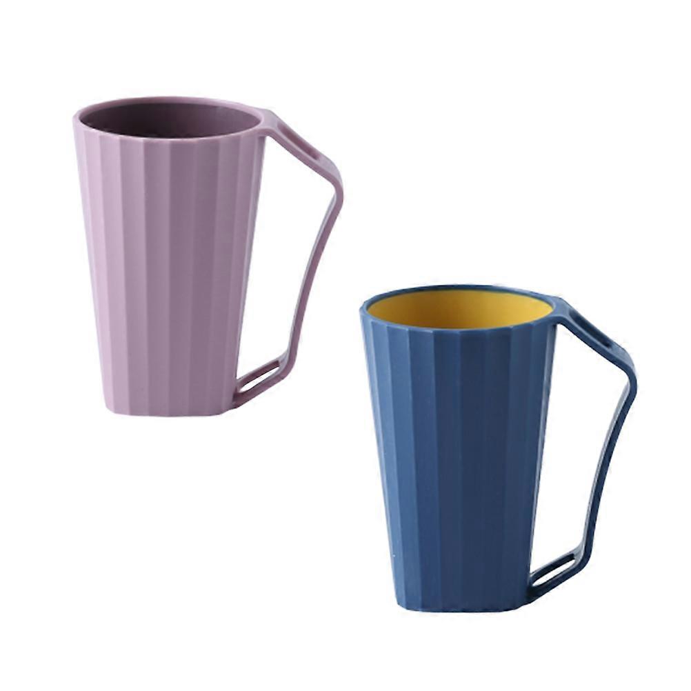 Tooth-Brushing Cup Portable Travel Toothpaste Tube Storing Holder Square with Handle Dark Blue 2Pcs