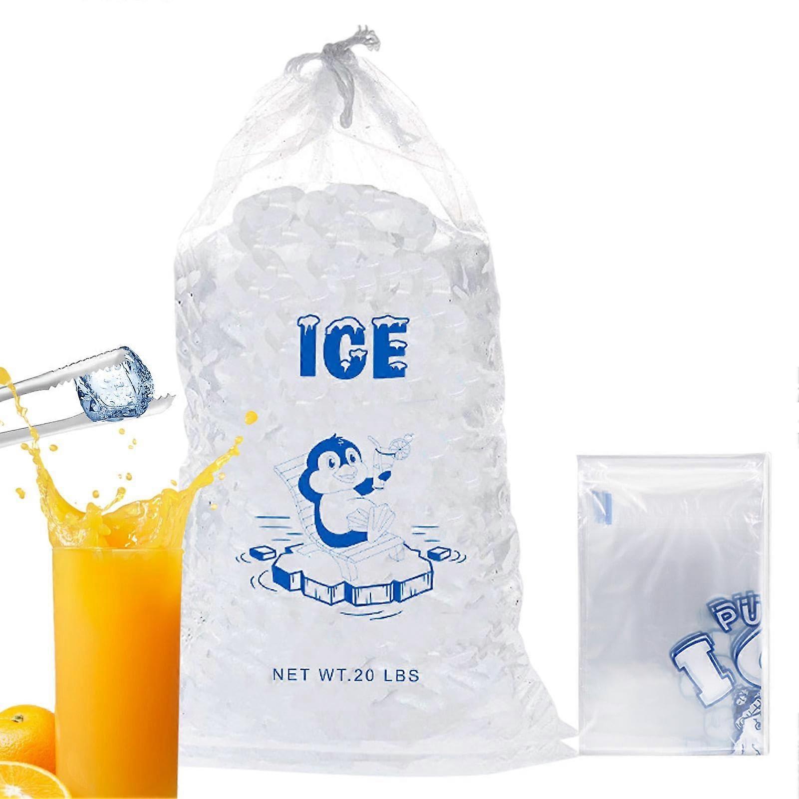 Ice Bag with Drawstring, Ice Bag Lockable, Freezer Storage Bag 20 Pounds