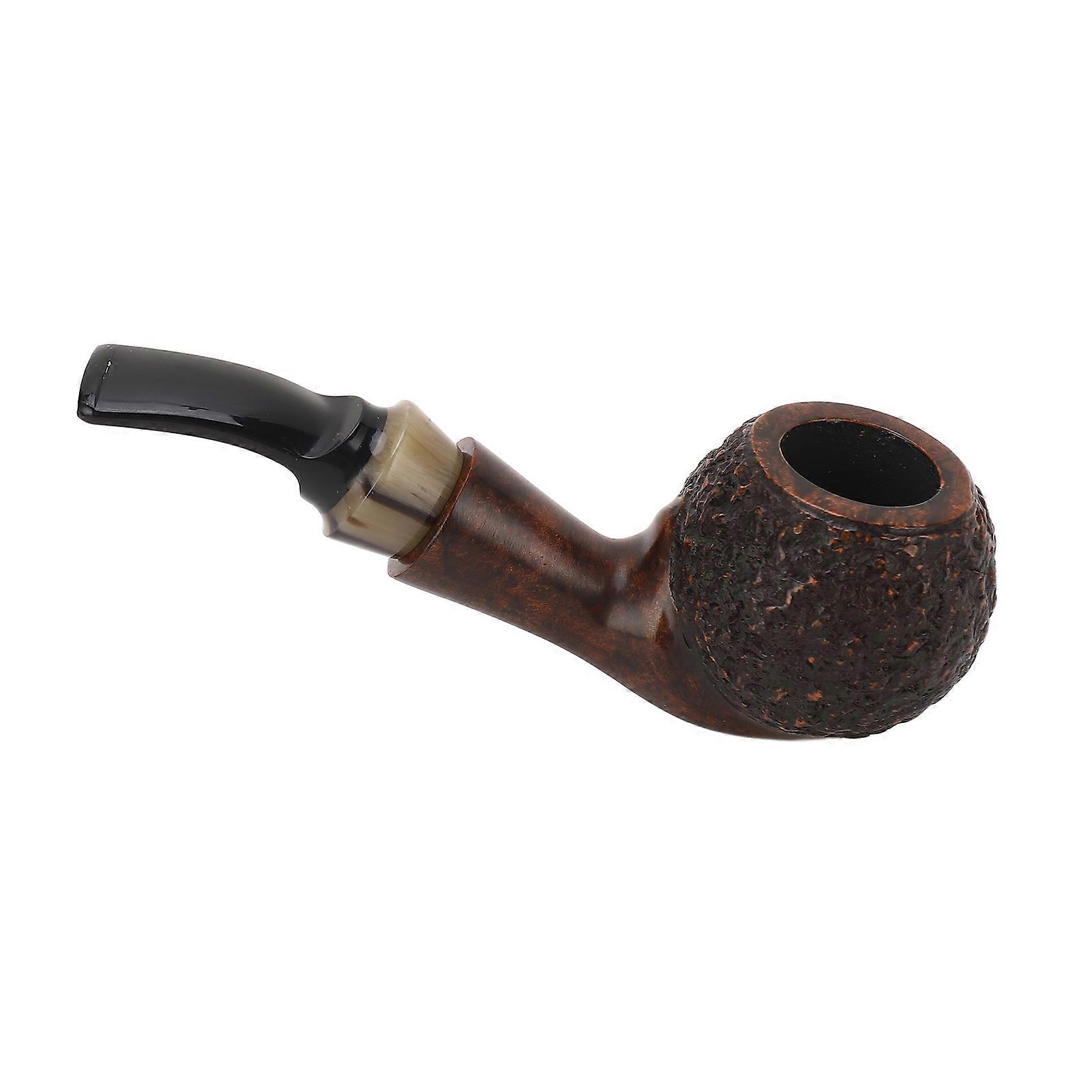 Briar Wood Smoking Pipe Tobacco Pipe with 9mm Carbon Core Filter Craft Gift (Pock Surface)