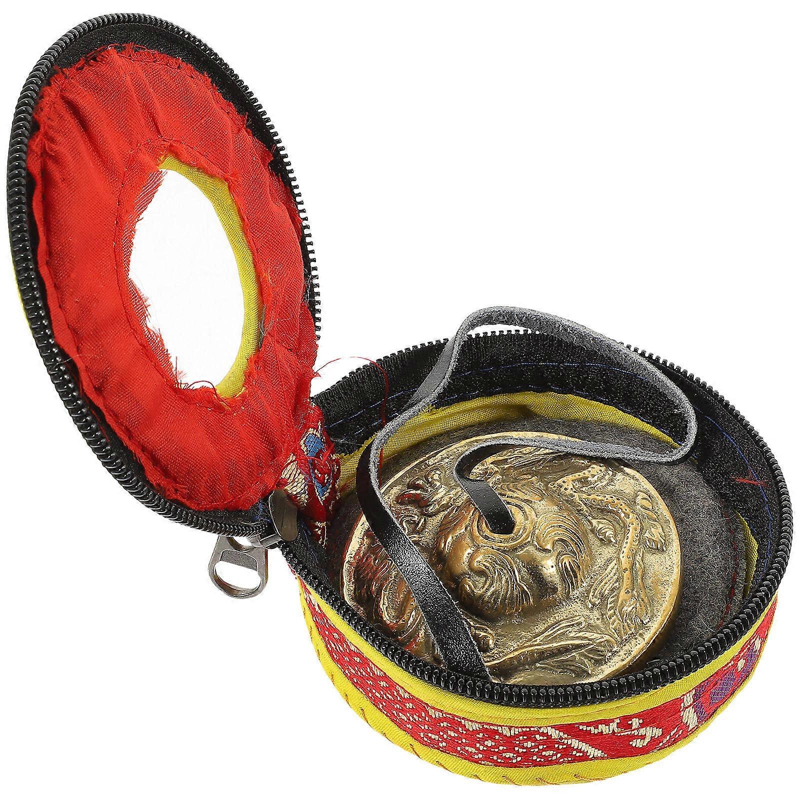 Yoga Bell Chime Meditation Performance Fine Copper Round Shape 2.6×2.6×0.2in 1Pcs