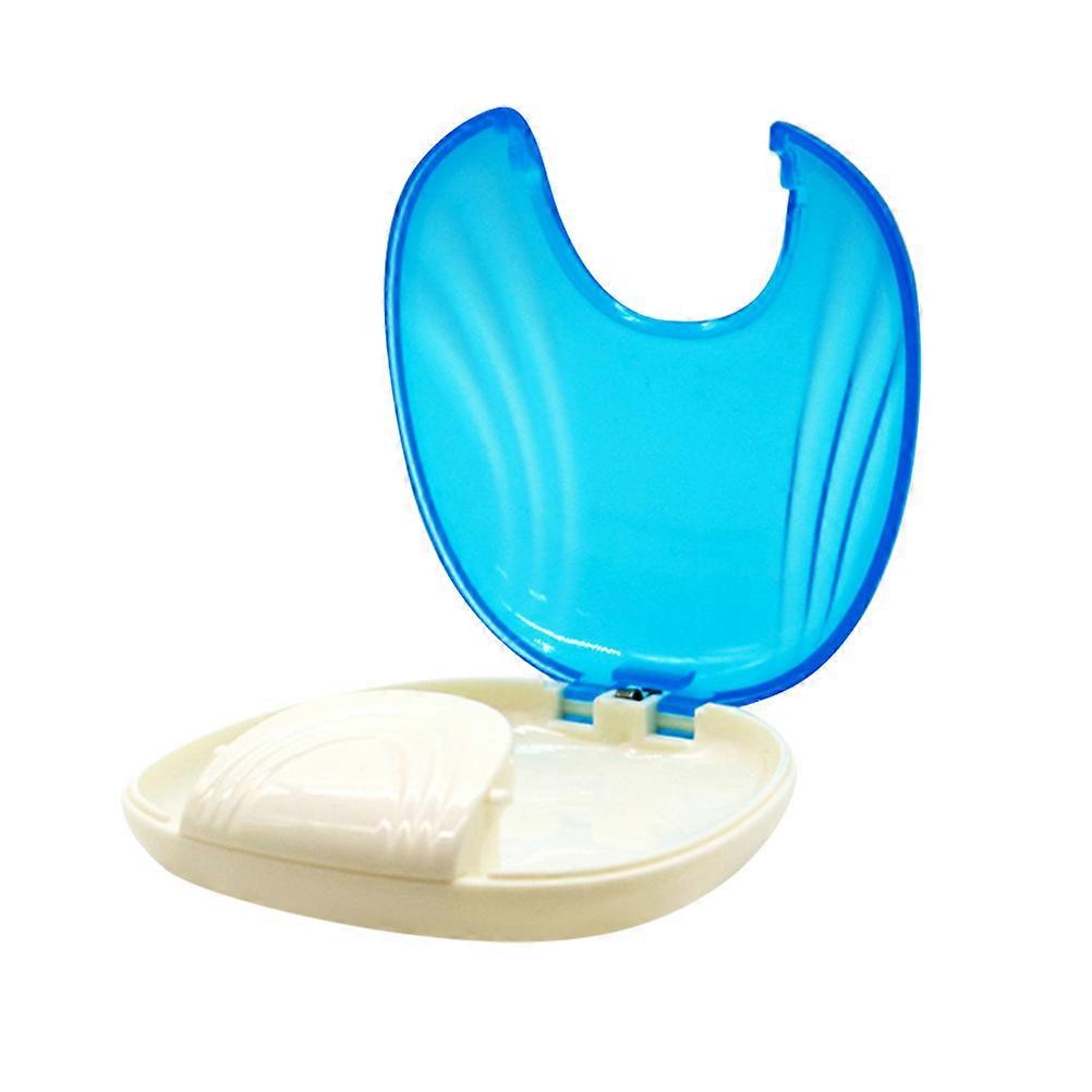 Blue Plastic Denture for False Teeth Use Durable Safe Compact Size Travel Friendly