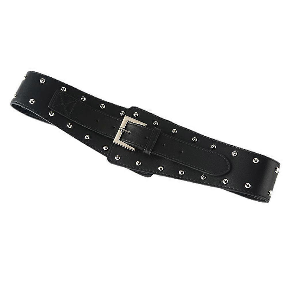 Punk Rivet Studded Belt Trendy Belts For Women Versatile Design Adjustable Length Zinc Alloy Material 34.6×3.5×0.4in 1Pcs