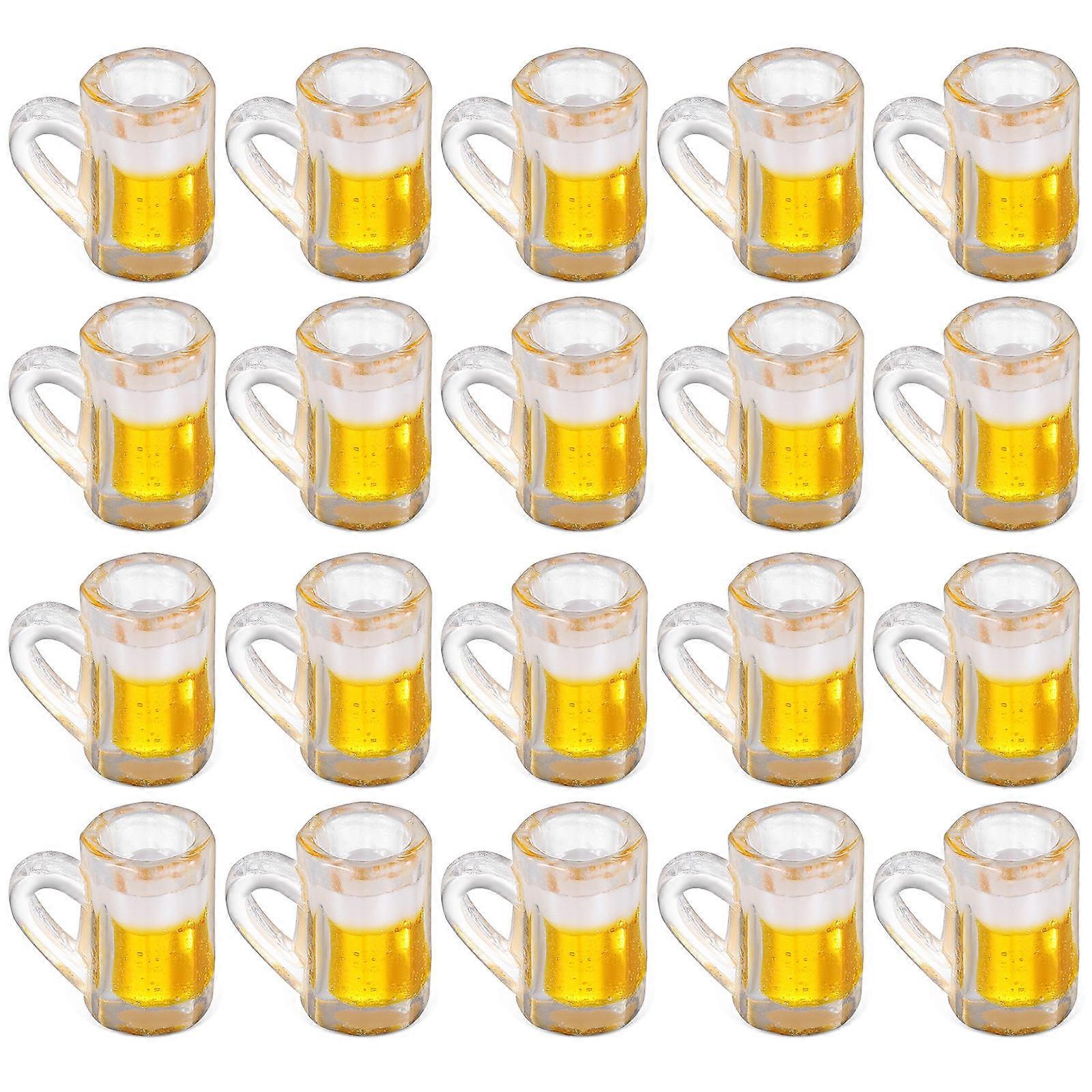 20pcs Miniature Beer Mugs for Micro Landscape & Dollhouse Decorations Realistic Small House Accessories