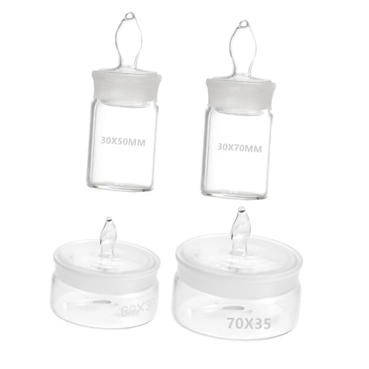 glass weighing bottle with stopper transparent 4 pieces