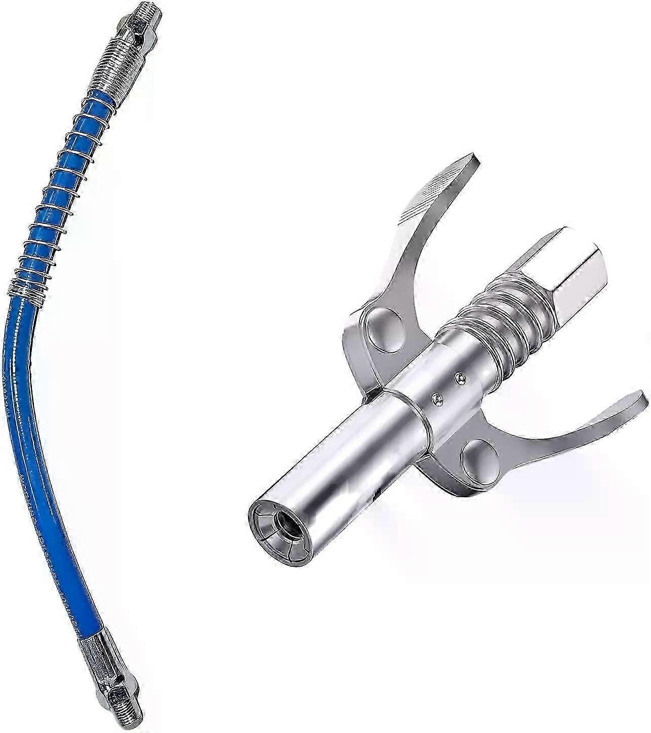 Grease Gun Coupler With 30cm Hose Quick Release Lock On Coupling Double Handle Design 10000 PSI Car Refuelling Accessories