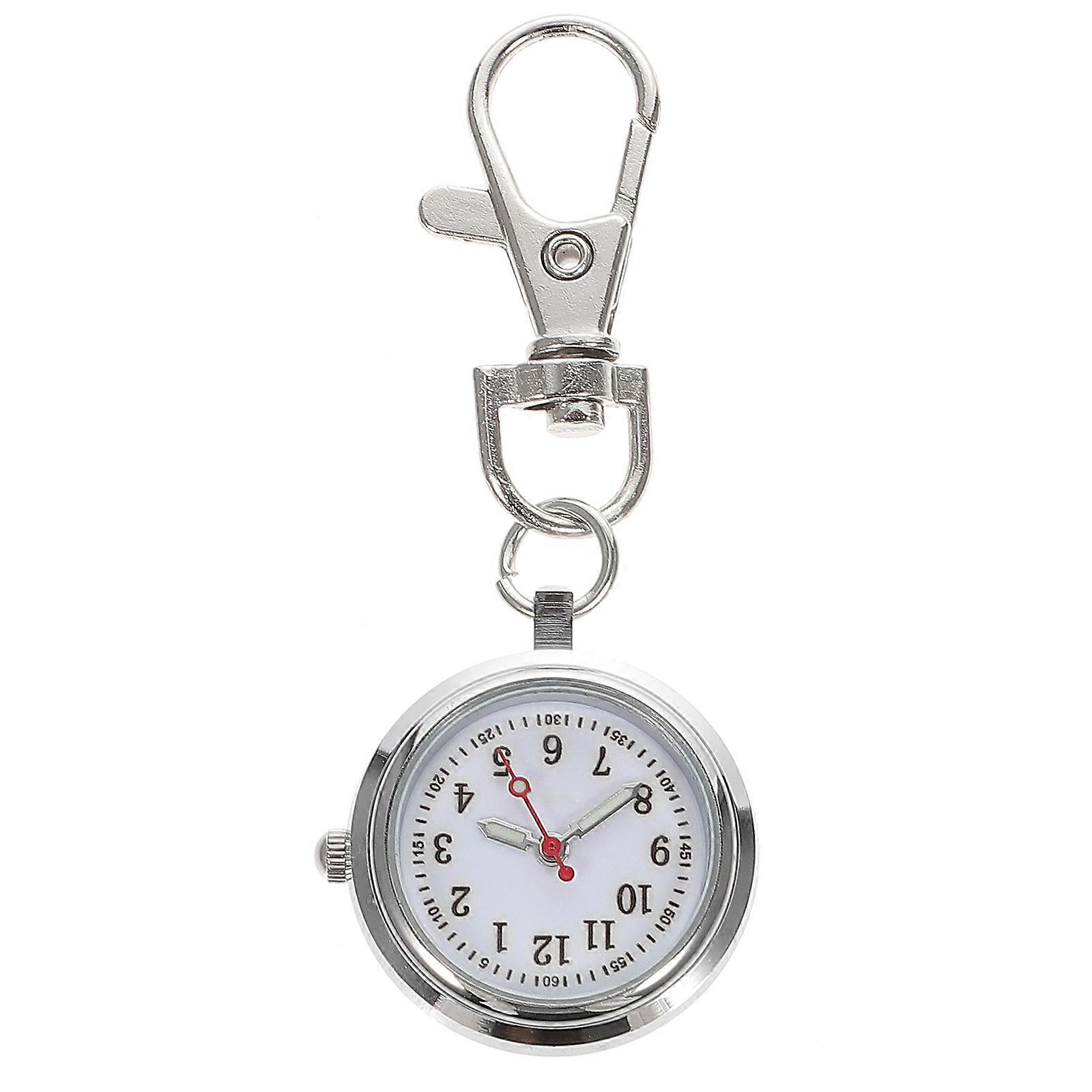 Classical Pocket Watch with Keychain Design for Men Made of Quartz and Metal Silver Color