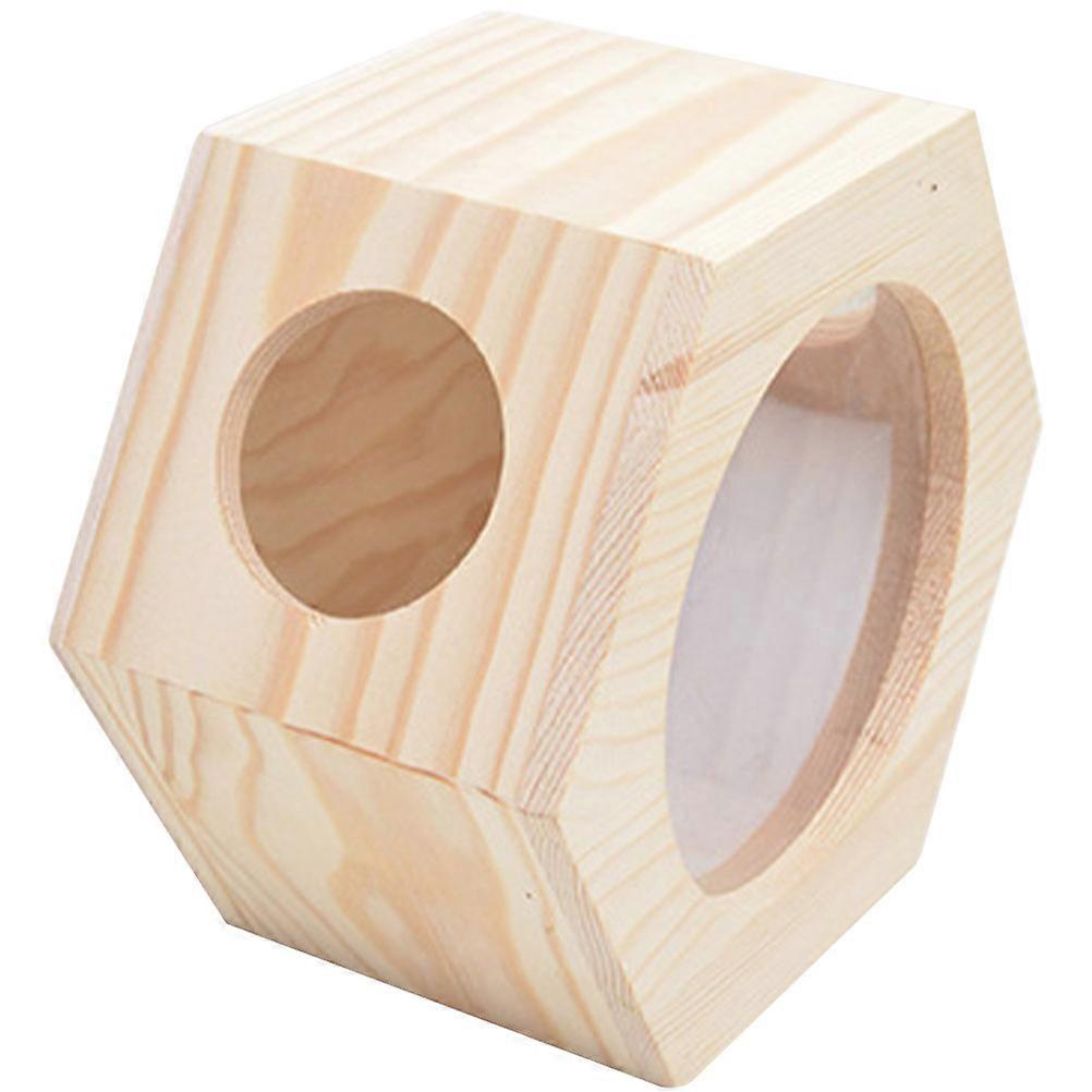 Wooden Hamster Castle for Pet Use Durable and Safe Beige Color 3D Hexagonal Design