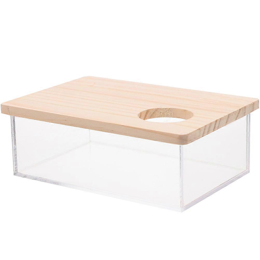 Clear Acrylic Hamster Sand Bath Box for Small Pets at Home Khaki Color 5.9x3.9x2.8 Inches