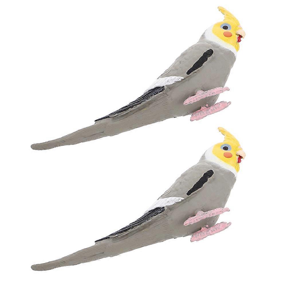 Realistic Cockatiel Parrot Models 2pcs Solid Bird Figurines for Educational Play, & Garden Decoration, Interactive Wildlife Learning Tool