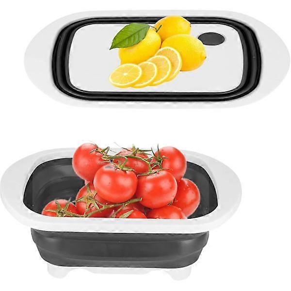 Klappbares Schneidebrett, multifunktionales 2 in 1 faltbares Schneidebrett Abflusskorb Behälter Küchenzubehör Spüle Schneidebrett Schneidebrett Korb