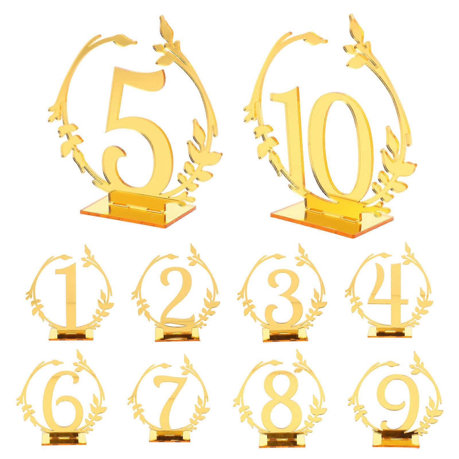 Refined Wedding Table Number Holder For Couples And Event Organizers In Golden Acrylic With Seating Arrangement Function 10Pcs