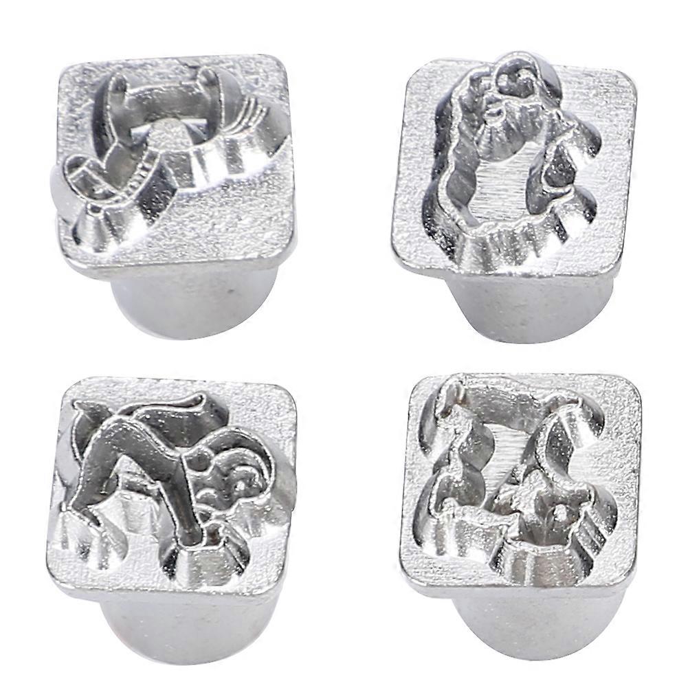 12ピーススタンピングパンチツール中国の干支パターンDIYレザークラフトカービングスタンパー1ピースハンドル