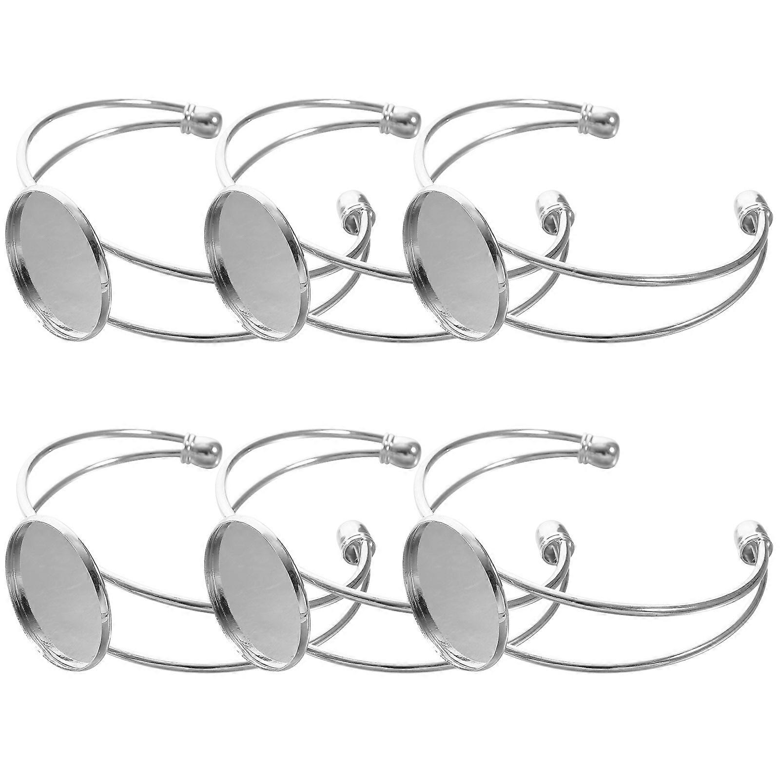 DIY Oval Pendant Copper Bracelets Wrist Chains for Jewelry Making Silver 25mm