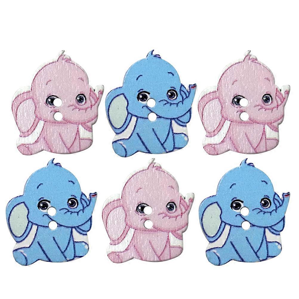 Wooden Elephant Cartoon Buttons Mixed Colors 100pcs Craft Supplies Decorative Embellishments for Sewing Knitting Scrapbook Projects