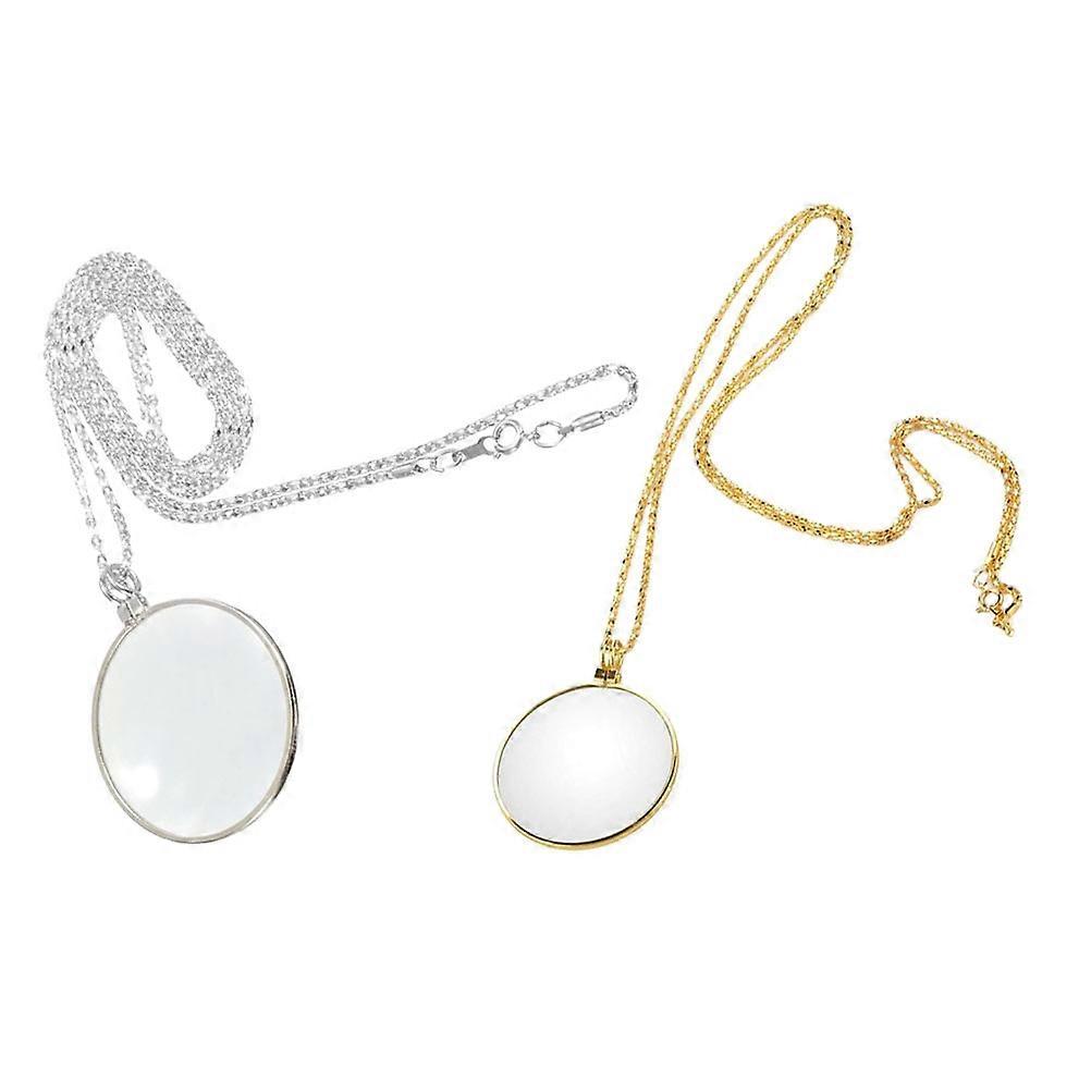 Magnifying Glass Necklace 2pcs Stylish Reading Pendant with Magnification for Library and Daily Use, Durable Jewelry Accessory