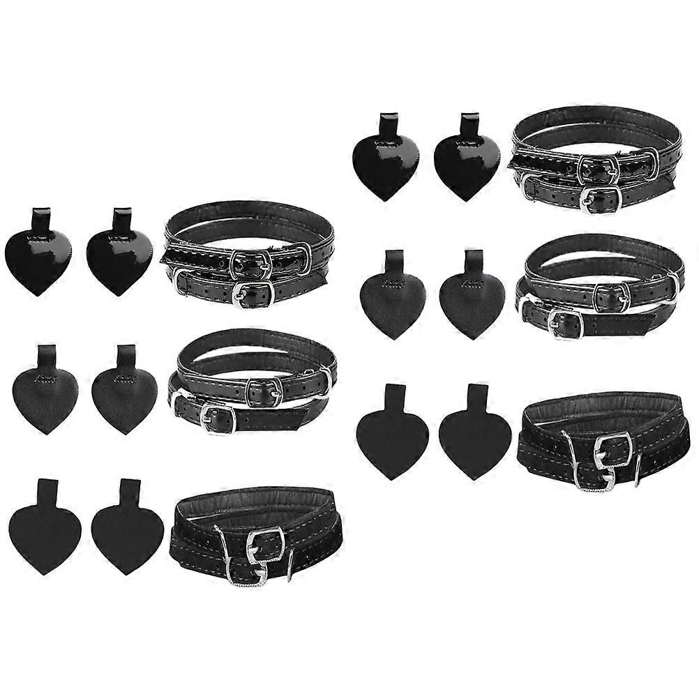 6 Sets Self Adhesive Heel Pads with Ankle Straps for High Heels Made of PU Material Black Color