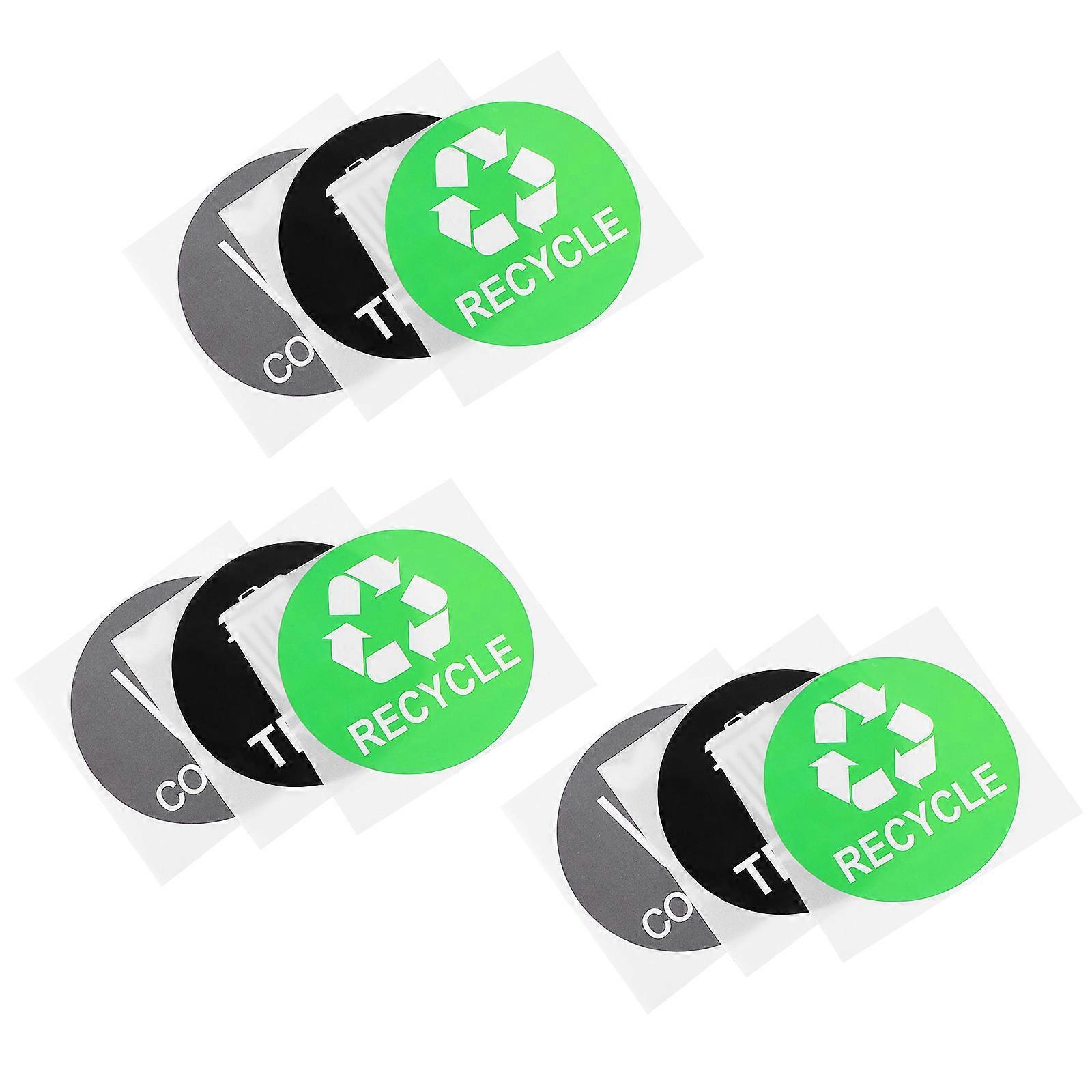 Recycling Trash Labels, PVC Quality, Easy to Apply