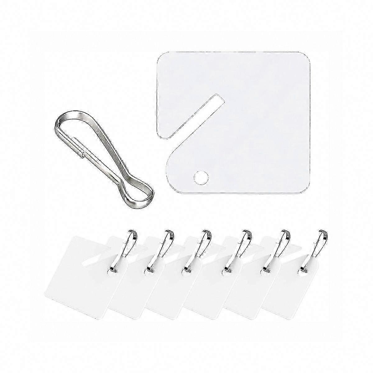 100 Pcs White Plastic Key Tags with Metal Snap Hooks for Slotted Key Cabinets