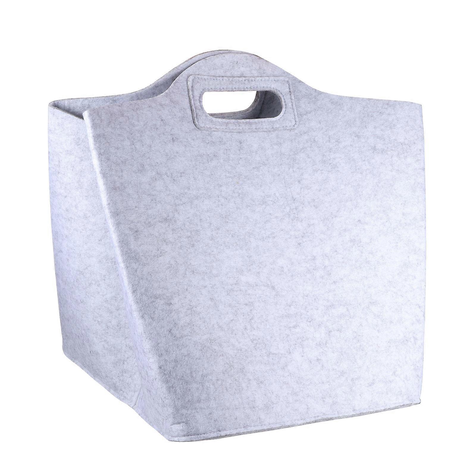 Light Grey Felt Storage Basket with Large Capacity and Double Handles for Easy Carrying 12.5 x 8.5 x 9.5 inches