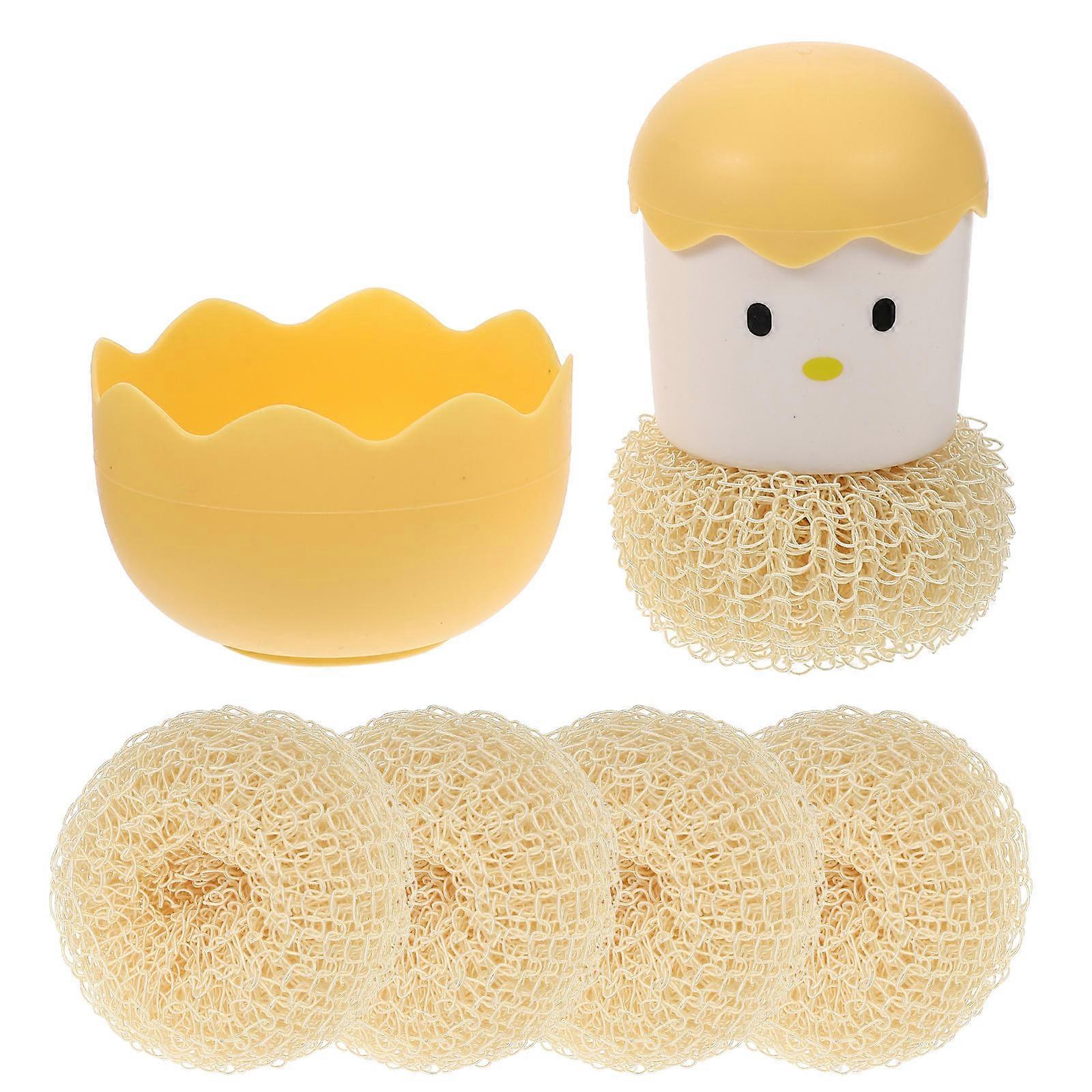 Non Scratch Dish Brush Set For Pots Pans Baking Sheets 12X8X8cm Yellow Nano Cleaning 5Pack