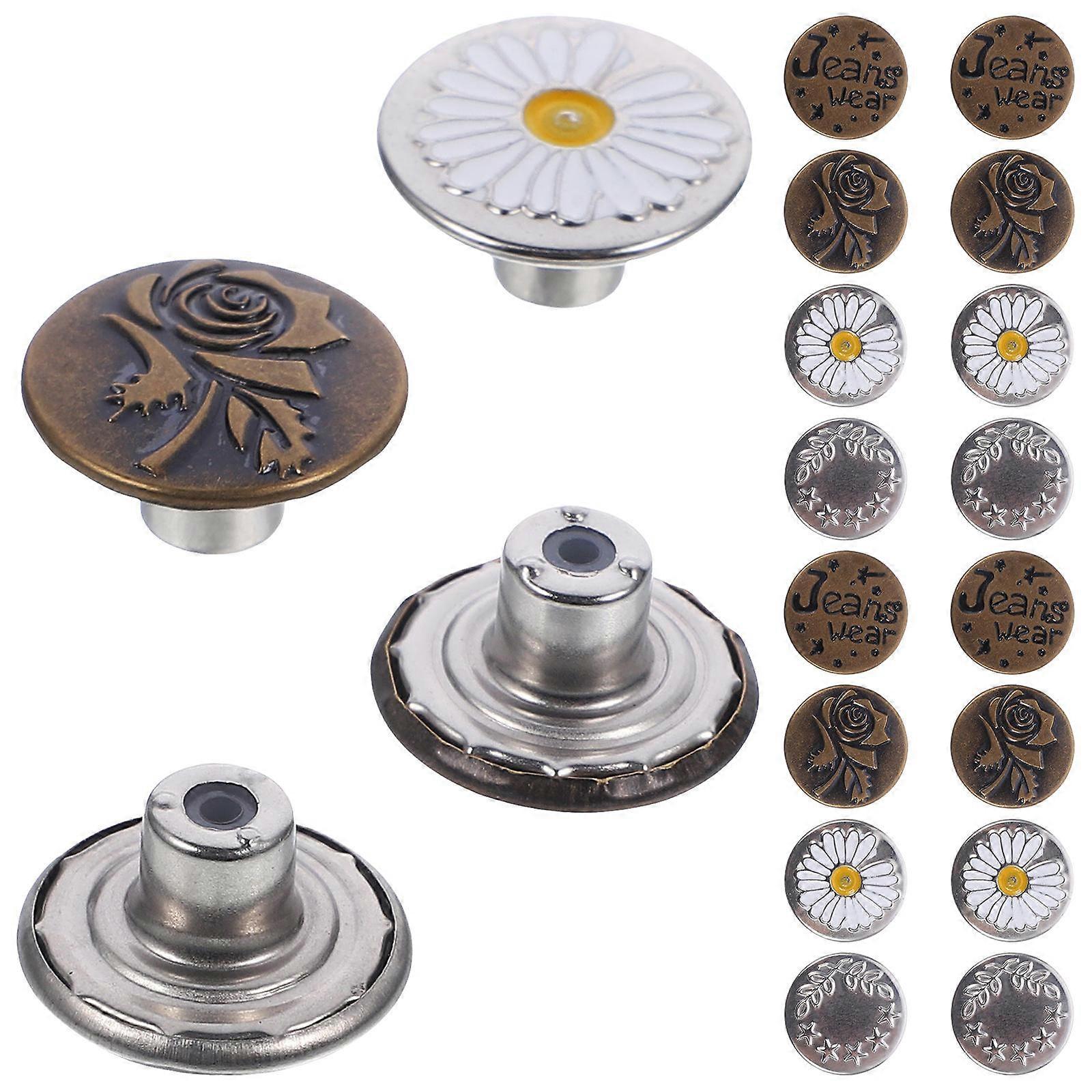 48Pcs Set Adjustable Instant Button Replacement Detachable Metal Buttons For Adult Tailoring With Attractive Silver Design