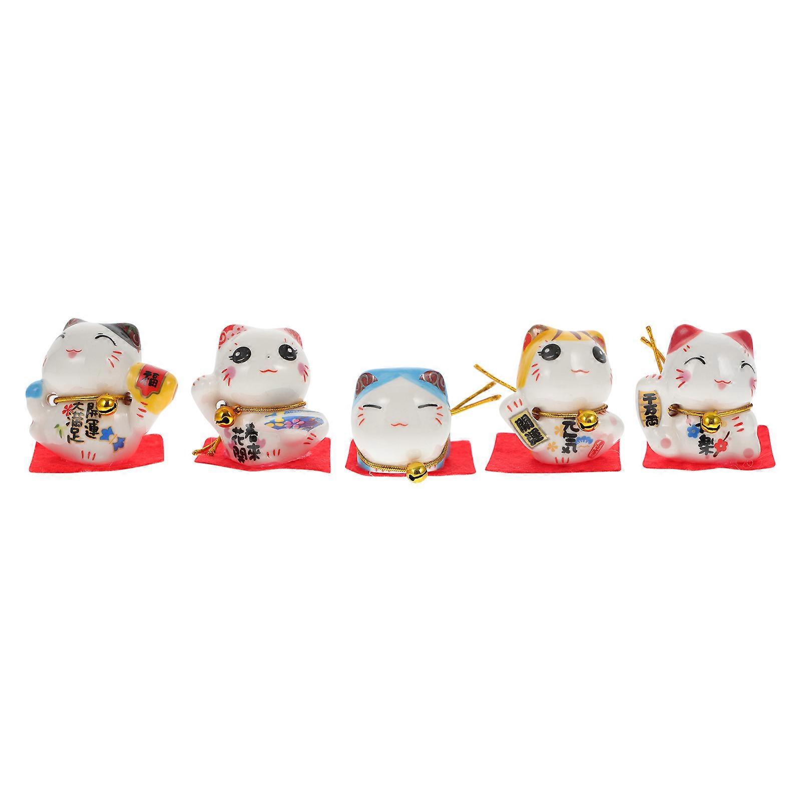 5pcs Japanese Style Figurines Set Cute Statues for Car, Home & Office Decoration Compact Desktop Ornaments for Indoor Use