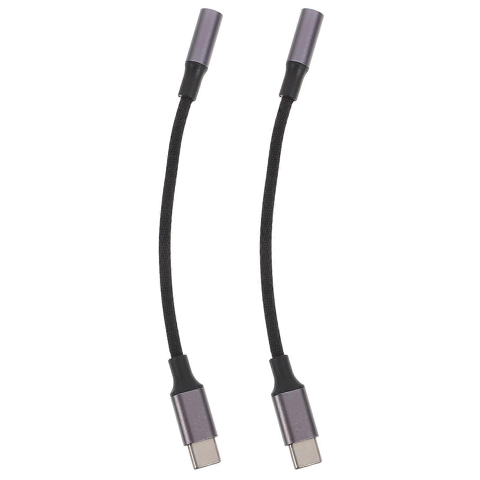 USB Type C Headphone Adapter 2Pcs Compact Design For Smartphone Accessories Dark Grey Plug-and-Play Connection